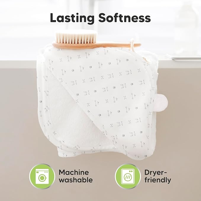KeaBabies Hooded Baby Towel for Newborn - Viscose Derived from Bamboo Large Baby Bath Towels with Hood for Boys, Girls, Toddler, Extra Absorbent & Soft Newborn Bath Essentials (KeaStory, Petite)