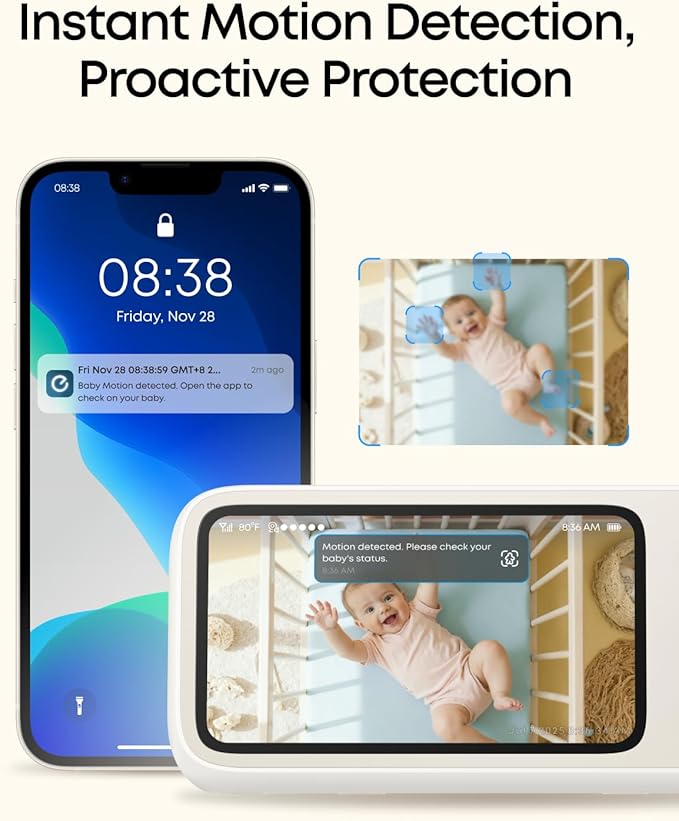 eufy Baby Monitor C10 with 2K HD Camera, 4.5" 480p Display, 4× Zoom, Pan-Tilt, Night Vision, Hybrid Wi-Fi & No Wi-Fi Connection, 12 H Battery, Motion, Cry, Noises, Temperature Alerts, 2-Way Talk, VOX