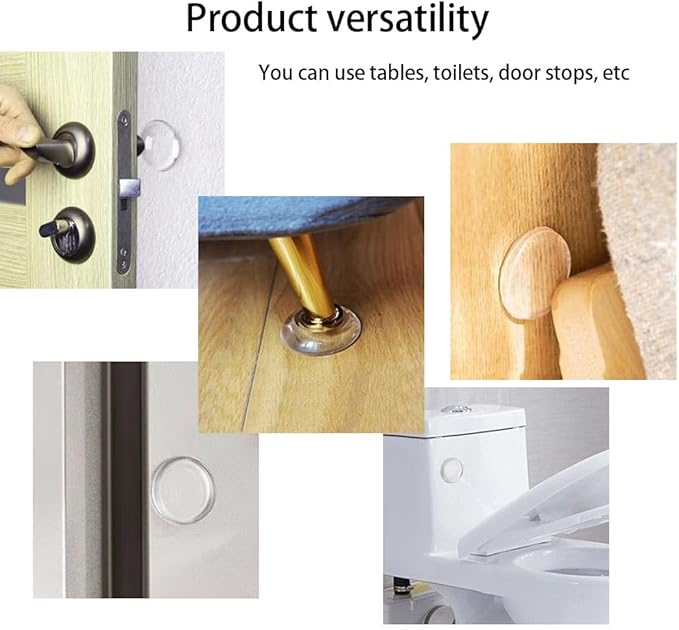 Door Stoppers for Wall Transparent (8pcs, Medium Size 2") Quiet Wall Protector for Door Handle, Round Shield Cushion Strong Adhesive Bumpers Reusable