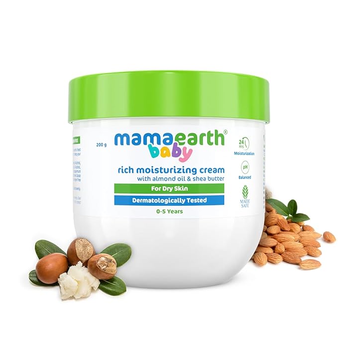 MAMAEARTH Rich Moisturizing Cream with Almond Oil & Shea Butter 7.05 Oz (200g)