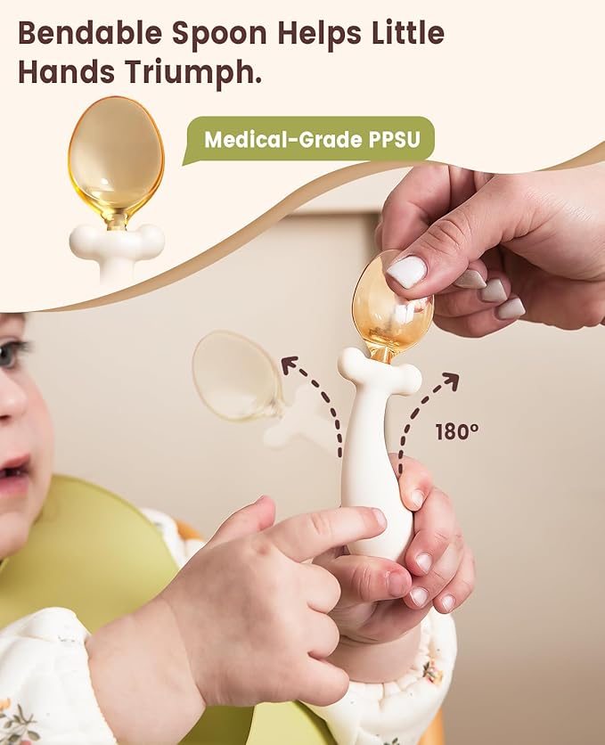 EMOJOY Silicone Baby Feeding Set, Toddler Plates Set 8 PCS – Suction Plate, Spoons, Forks, Bibs and Sippy Cups, Baby Led Weaning Essential, BPA-Free Baby Dishes & Utensils, Dishwasher Safe