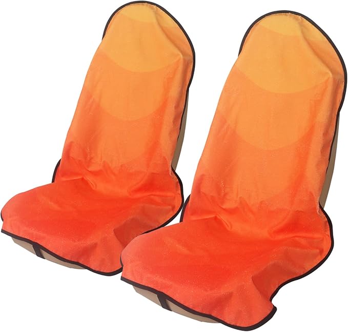 Sweat Towel Car Seat Cover Protector Front Seats for Gym Workout, Running, Swimming, Beach and Hiking, Waterproof Universal Seat Cover for Car, Truck, Van & SUV (Orange, 2pcs Front Seat)