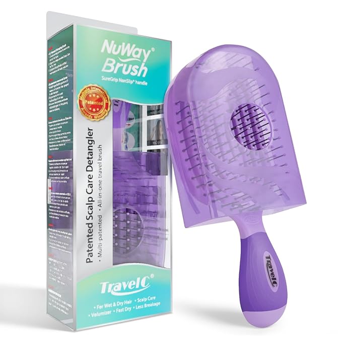 NuWay® U.S. Patented Vented TravelC® for All Hair Types is Hair Dryer Safe (Purple)