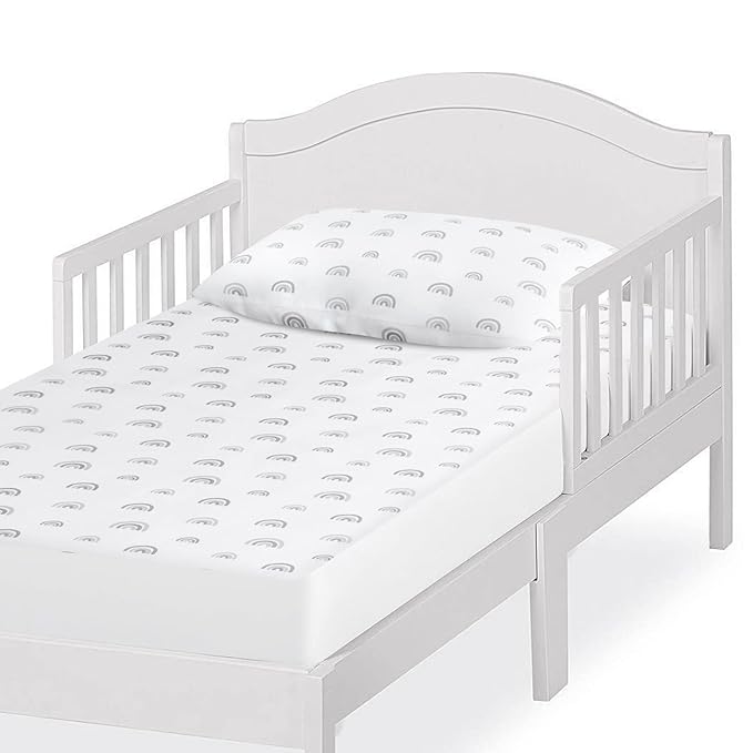 Crib Sheets Boy Girl, 2 Pack Baby Crib Sheets for Standard Crib Mattress & Toddler Bed Mattress, Snug Fit Breathable Soft Fitted Crib Sheet, Gray Rainbow