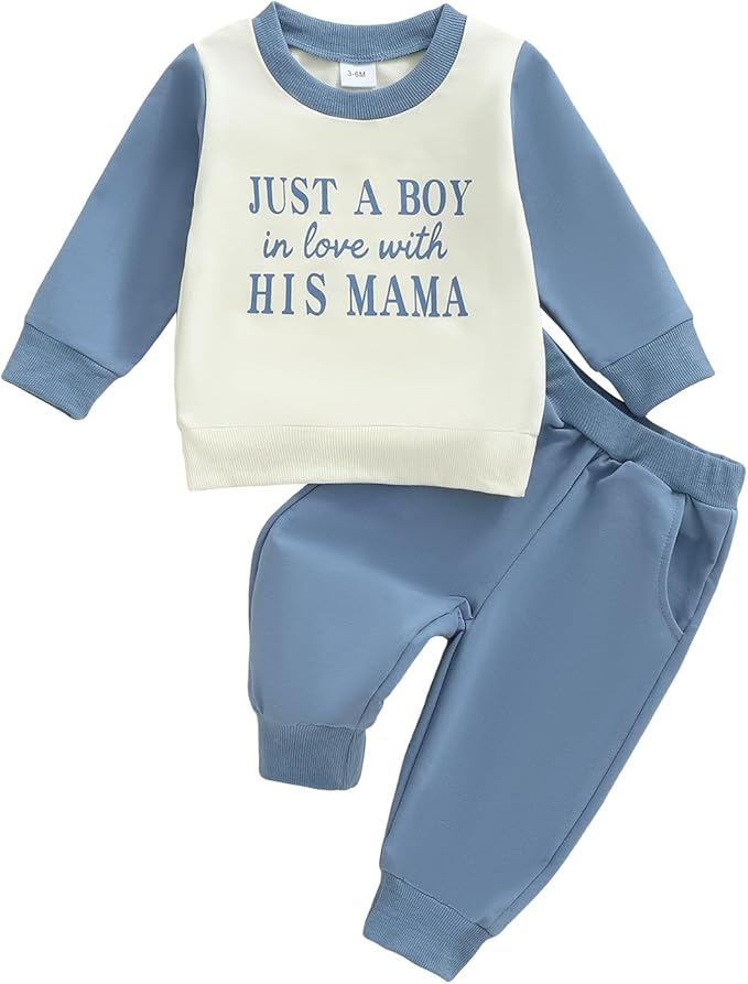 Infant Baby Boy Fall Clothes Set Funny Letter Sweatshirt Pant Outfit Toddler Winter Clothes 6 12 18 Months 2T 3T