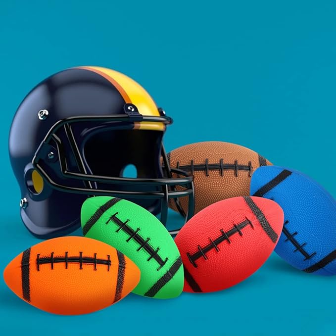 Shindel 6PCS Mini Inflatable Football, 6.3 inch Waterproof Footballs Toys for Kids Perfect Outdoor & Indoor Games, Summer Pool Beach Toy, Birthday & Football Lovers Party Favors