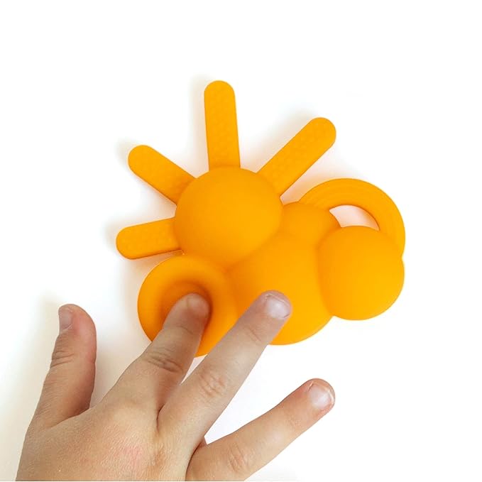 Doddle & Co. The Chew Sunshine Teether with Poppable Bubbles | Toddler Teething Fidget Toy for Baby | Enhaces Oral Fit & Easy to Hold & Grab | Helps in Development for New Born Babies | Pack of 1