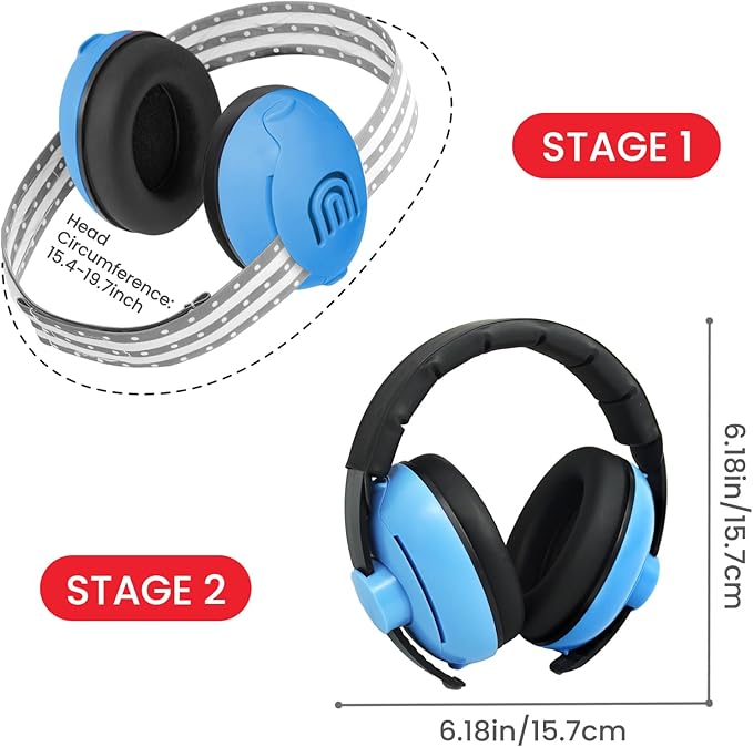 2-in-1 Adjustable Baby & Toddler Noise Cancelling Headphones - Ear Muffs for Kids 1-3 for Airplane Travel