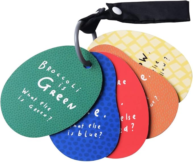 Wee Gallery Stroller Cards - I See In the Market- Food and Colors Travel Activity for Babies and Kids, with Snap on Strap for Walks, Car Seat, Bag, Stroller