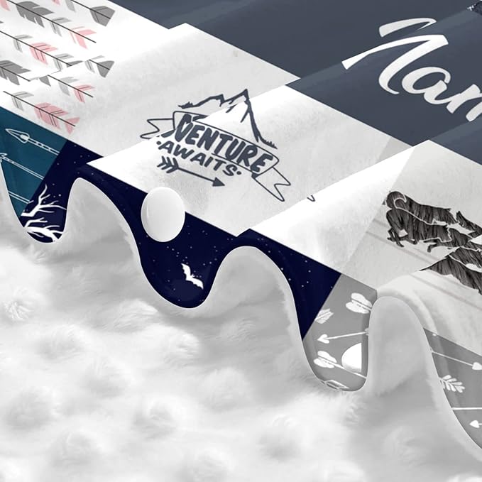 Personalized Wolf Pack Baby Car Seat Canopy for Babies with Name, Custom Arrow Car Seat Covers for Boys Girls, Opening Minky Nursing Breastfeeding Cover Infant Carseat Canopies for Newborn