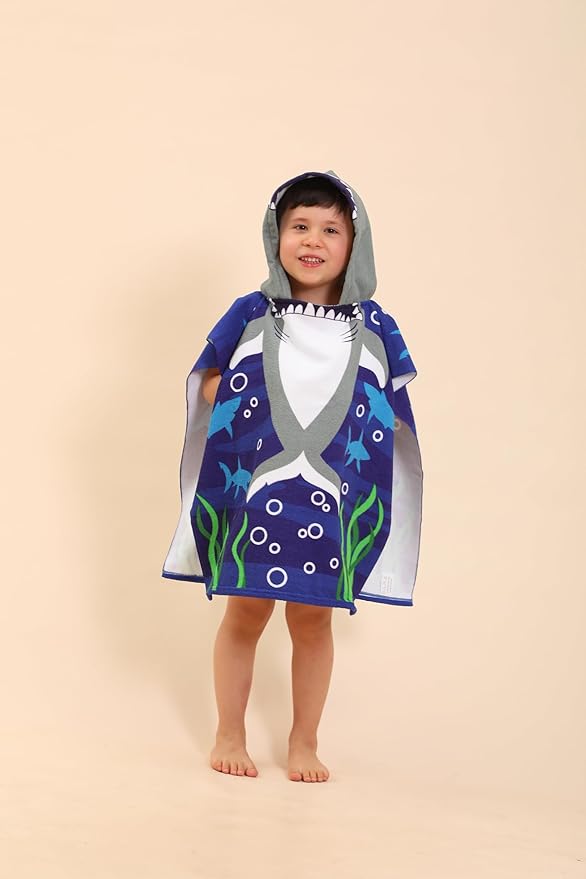 TEHALK Shark Hooded Towels for Kids/Boys/Girls/Toddler, Towel Robes/Wearable Towels for Kids 2-10, Poncho Beach Towels for Swimming/Pool