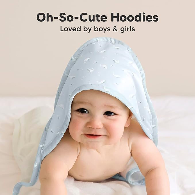 KeaBabies Hooded Baby Towel for Newborn - Viscose Derived from Bamboo Large Baby Bath Towels with Hood for Boys, Girls, Toddler, Extra Absorbent & Soft Newborn Bath Essentials (Blue Whale, Regular)