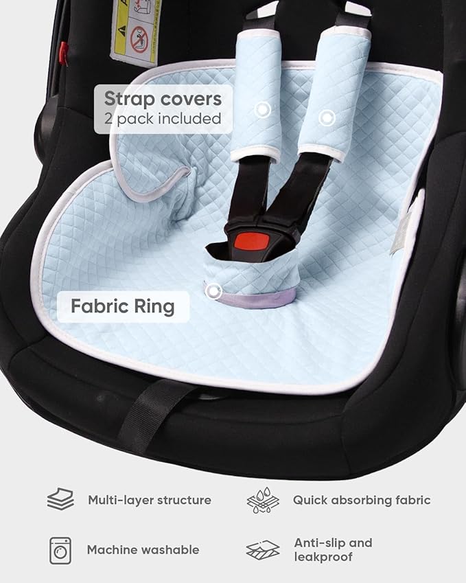 2 Pack Baby Potty Training Car Seat Protector, Waterproof Car Seat Liner for Potty Training Toilet, Baby Infant Toddler Piddle Pad Fits for Carseat, Stroller, Highchair - 2 Pack, Light Blue