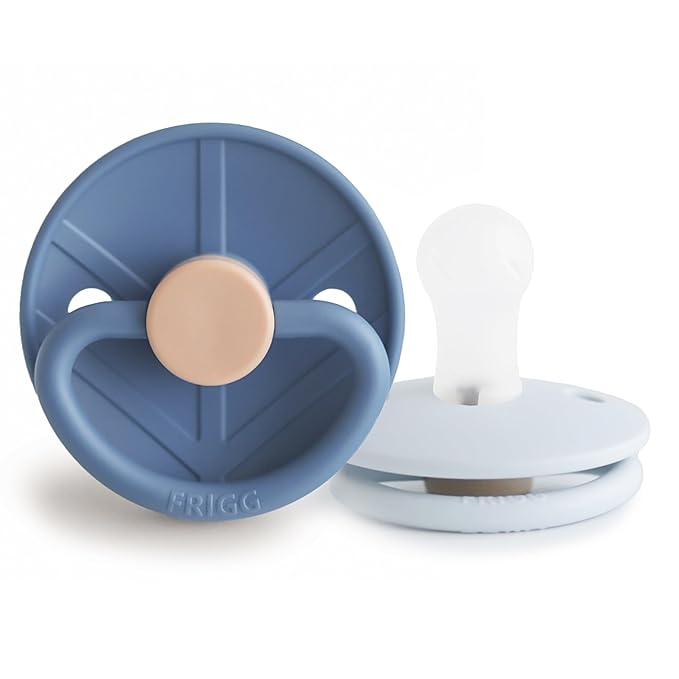 FRIGG Little Viking SilkySoft Silicone Baby Pacifier 2-Pack | Made in Denmark | BPA-Free (Ocean View/Powder Blue, 0-6 Months)