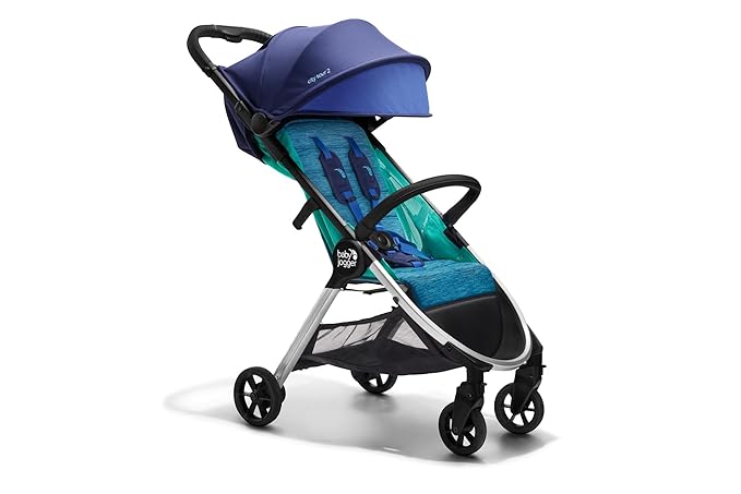 Baby Jogger City Tour 2 Ultra-Compact Carry-On Approved Travel Stroller in Coastal with Belly-Bar Lightweight Easy Fold Ideal for Traveling and Everyday Adventures