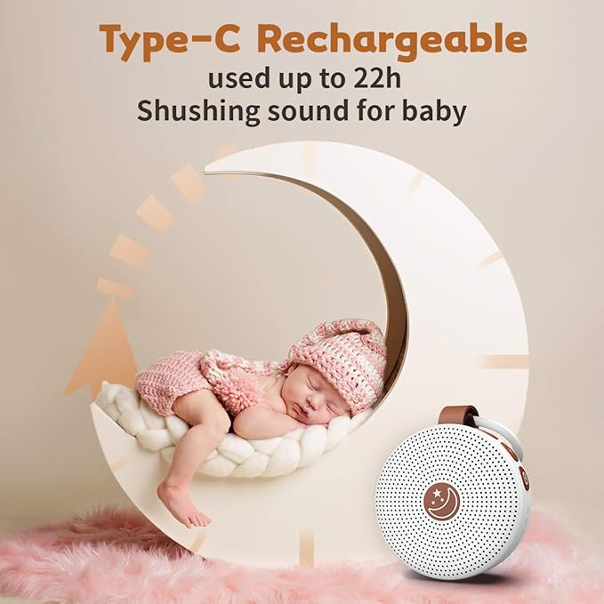 Battery Sound Machine Mini White Noise Machine Baby Shushing Portable Brown Noise Machine 30 Soothing Sounds for Kids Adults Dogs Auto-Off Timer 32 Volume Levels Sleep Machine for Home Office Privacy
