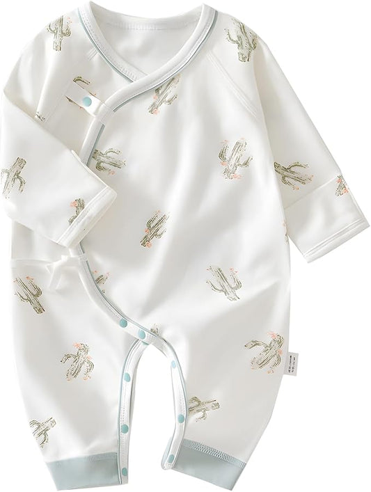 100% Organic Cotton Soft 0-6 Months Unisex Footless Newborn Baby Sleepers Pajamas Romper Boys Girls Long Sleeve