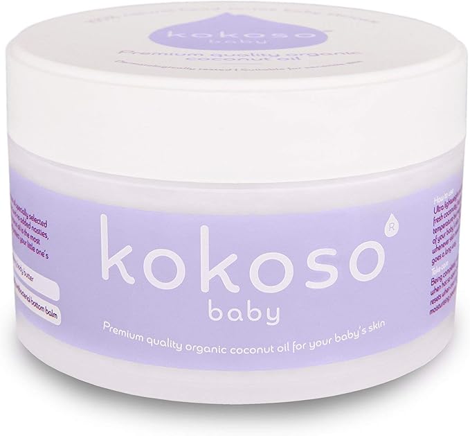 Baby Organic Coconut Oil – Moisturising 100% Natural Baby Oil for Baby Massage, Dry, Sensitive and Normal Baby Skin – 168g