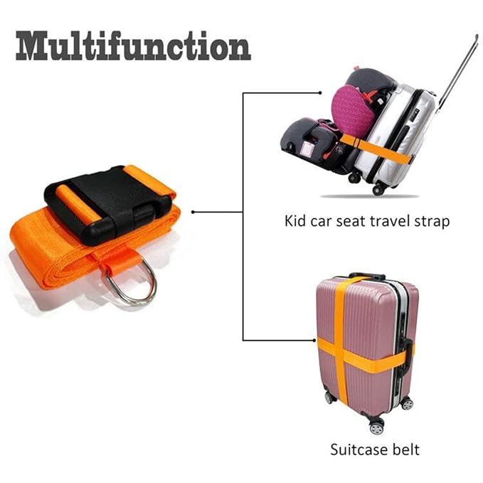Car Seat Belt Strap to Suitcase, Convert Kid Car Seat and Carry-on Luggage to Airport Stroller Carrier,Safe Travel Solution for Transport (Orange)