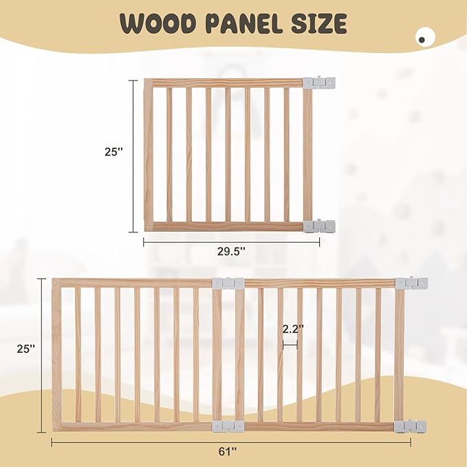 2PCS Expanded Panel for Gewitt Baby Wooden Playpen with Connectors, Changeable Wooden Play Fence Accessories (Wood, 2 Panel)