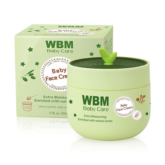 WBM Care Baby Face Cream | Non-Greasy & Fragrance-Free, 100% Natural, Moisturizing Face Cream, Plant-Based Formula, Perfect for Your Baby's Delicate Skin, 1.76 oz.