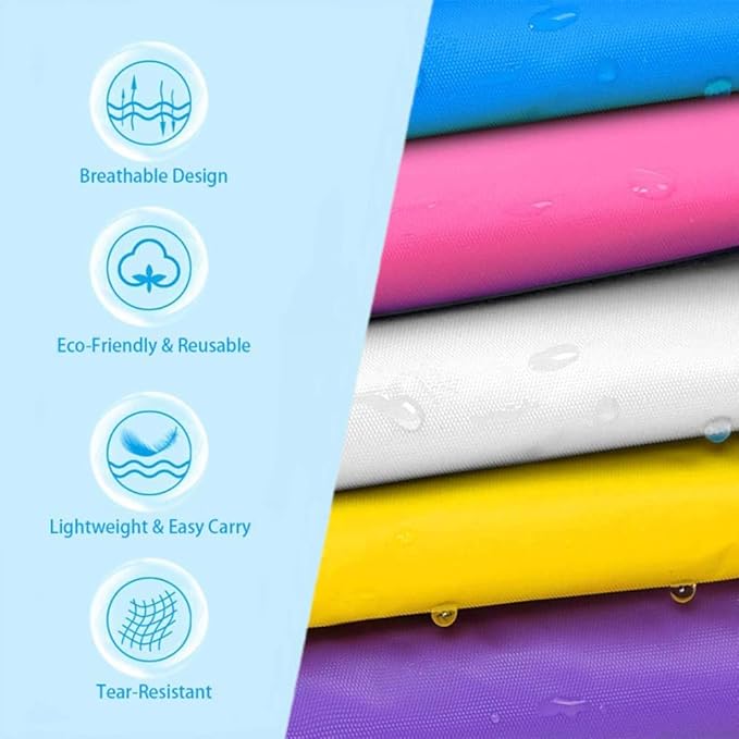 Rain Poncho for Kids (2 Pack), Reusable EVA Children Raincoat Ponchos Rain Jacket with Hood for 6-14 Girls Boys