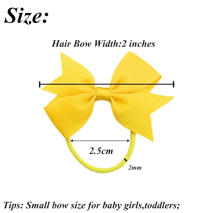 CÉLLOT Baby Hair Ties with Bows,50pcs 2inch Baby Hair Bows Durable Rubber Bands Ponytail Holders Toddler Essential Hair Accessories for Infants Baby Girls in Pairs