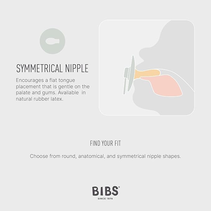 BIBS Colour Pacifier with Symmetrical Nipple| Natural Rubber Baby Pacifier | Set of 4 BPA-Free Soothers | Made in Denmark | Cloud Mix | Size 6-18 Months