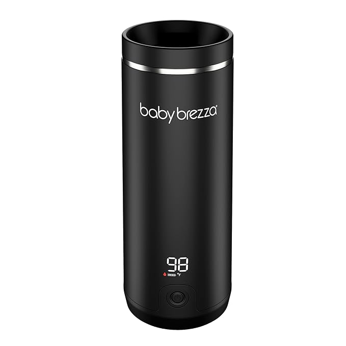 Baby Brezza Portable Warmer – 3X Faster Baby Bottle Warming - Travel Breastmilk and Formula Warmer - Safe, Even Heating - Up to 9oz - No Adapters, Black