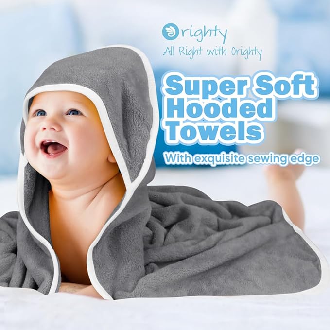 Orighty 6 Pack Baby Hooded Towel 30 x 30 Inch Super Soft Bath Towel with Hood for Babies, Infant, Newborn Essential - Ideal Baby Stuff Registry Gift for Boys and Girls (Grey, White, Pink)