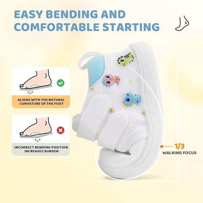 Baby First Walking Shoes Baby Girls Wide Barefoot Sneakers Lightweight Soft Toddler Shoe Non-Slip Ankle Support