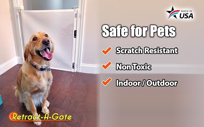 Retract-A-Gate 52" White: The Original and only Made in USA Retractable Baby, Dog, & Cat Gate