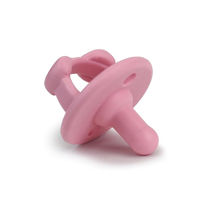 Itzy Ritzy Silicone Pacifiers for Ages 6-18 Months - Itzy Soother Pacifiers Feature Collapsible Handle & Two Air Holes for Added Safety; Set of 2 in Light & Dark Pink