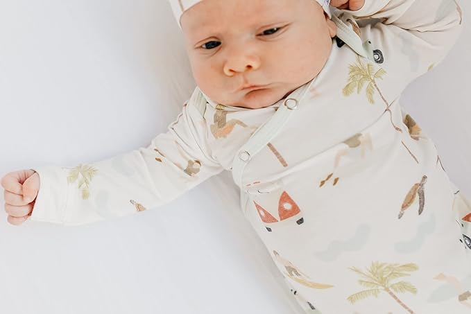 Copper Pearl Baby Beanie Hat Top Knot Stretchy Soft Maui