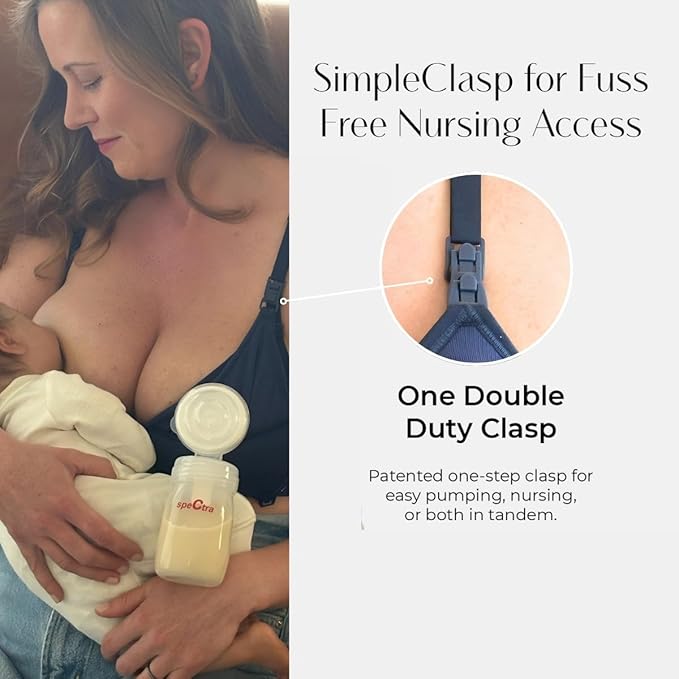 Supermom Silhouette with Removable Pads, Pumping Bra Hands Free, Adjustable Pumping & Nursing Bra for All Breast Pumps
