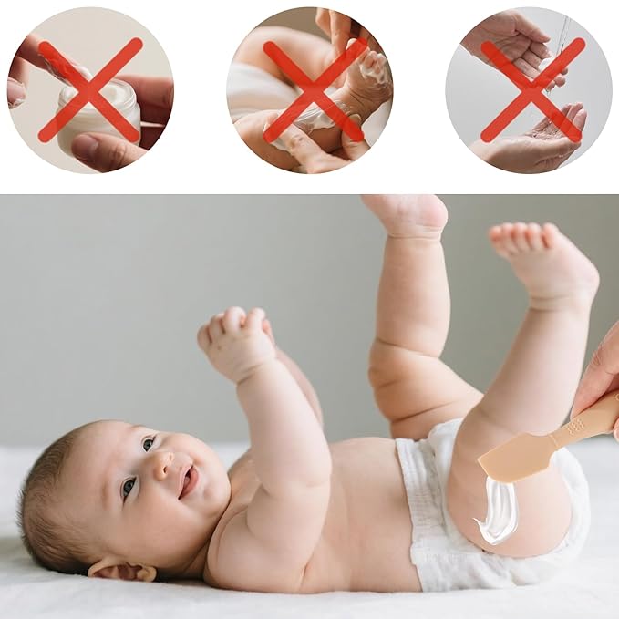 2pcs Baby Diaper Cream Spatula with Travel Case, 2 Sizes Soft Flexible Silicone Butt Paste Applicator Baby Diaper Rash Cream Spatula Bum Brush for Newborn(Brown)