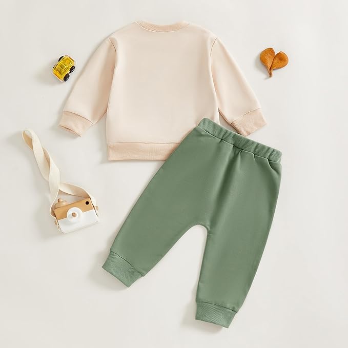 Toddler Baby Boy Fall Winter Outfits Tractor Print Long Sleeve Sweatshirt Pants Set Kids Sweatsuit Clothes