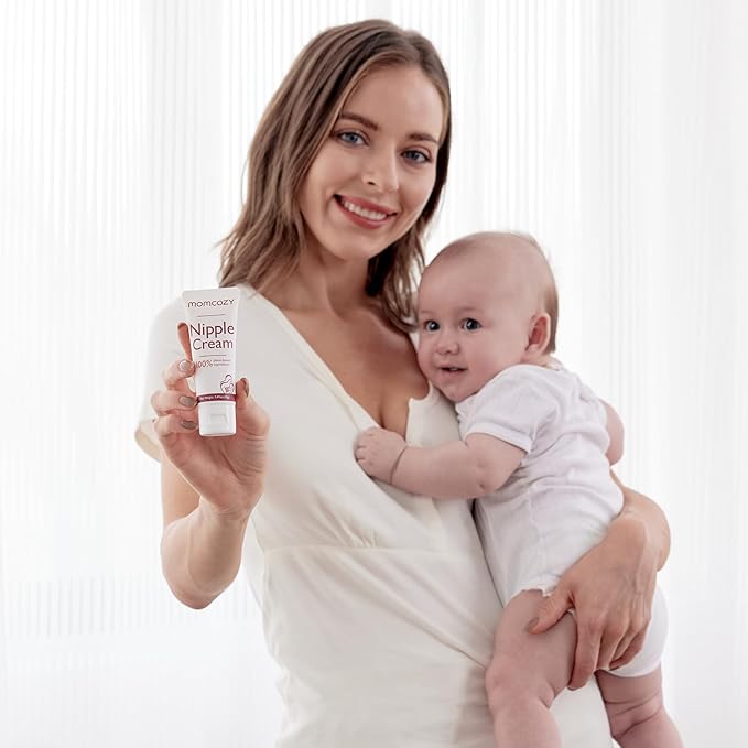 Momcozy Nipple Cream Safe for Breastfeeding, Plant-Based Ingredients, Lanolin-Free Nipple Balm, Soothing Cream, Breastfeeding Essentials for Nursing & Pumping Moms, 1.41 oz (Pack of 2)