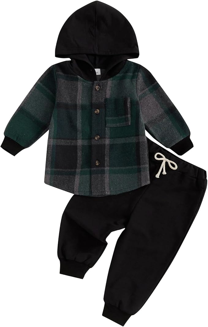 Toddler Baby Boy Hoodies Fall Clothes Waffle Contrast Color Sweatshirt Pant Set Infant Clothes 6 12 18 Months 2T 3T