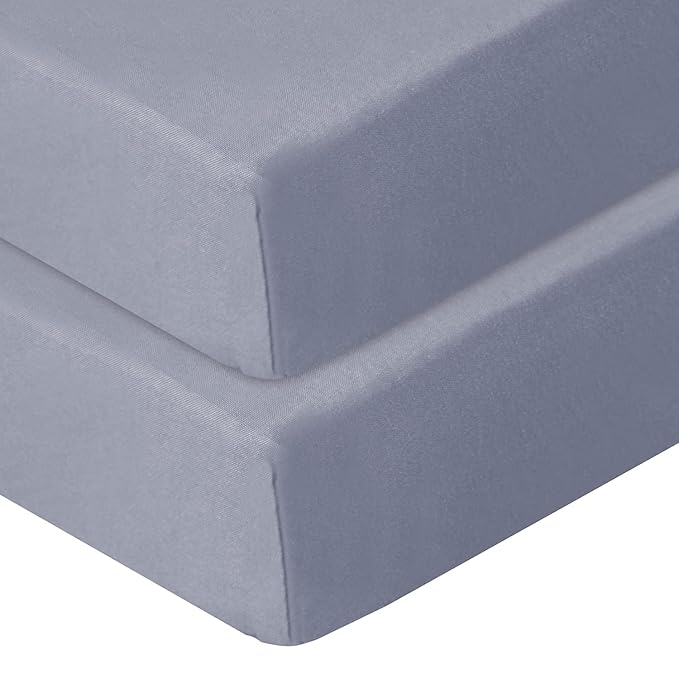 Biloban Crib Sheets Fitted, 2 Pack Crib Sheet Fits for Standard Crib Mattress, Neutral Toddler Bed Sheets for Baby Boys and Girl, Grey, 52”X 28”