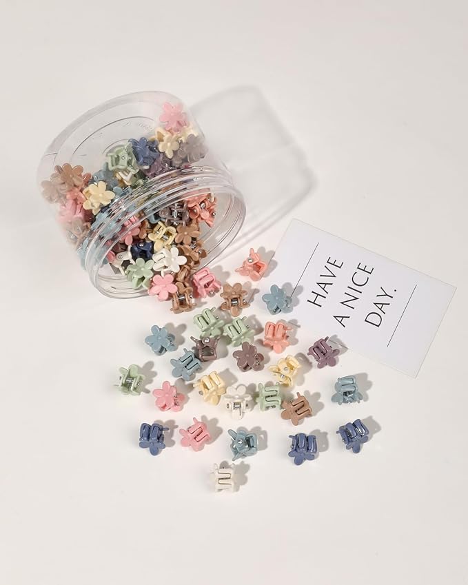 100 Pack Mini Flower Hair Clips for Girls, Toddlers, and Babies – Small Claw Clips for Thin Hair, Non-Slip & Durable Plastic, Random Colors – Cute Hair Accessories for Kids & Women