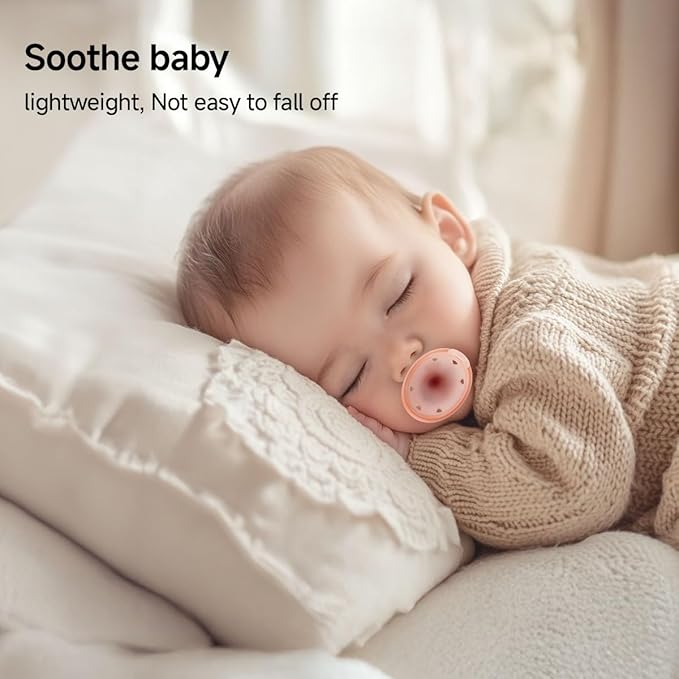 Baby Pacifiers 0-6 Months, BPA-Free Silicone Nipple, Lightweight One-Piece Design, Set of 4, with a Pacifier Chain & Pacifier Case