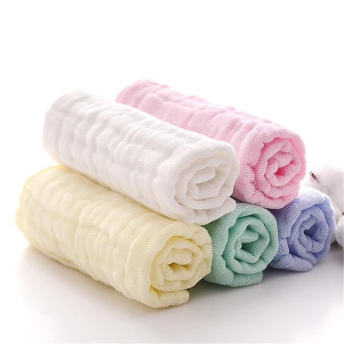 MUKIN Baby Washcloths - Natural Cotton Baby Wipes - Soft Newborn Face Towel and Washcloth for Sensitive Skin, Registry as Shower, 5 Pack 12x12 inches