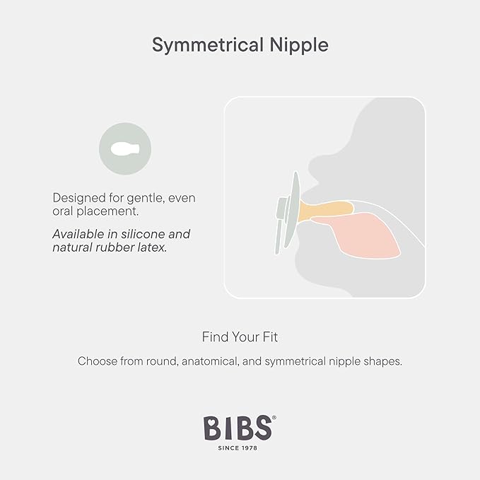 BIBS Colour Pacifier with Symmetrical Nipple| Natural Rubber Baby Pacifier | Set of 4 BPA-Free Soothers | Made in Denmark | Cloud Mix | Size 0-6 Months