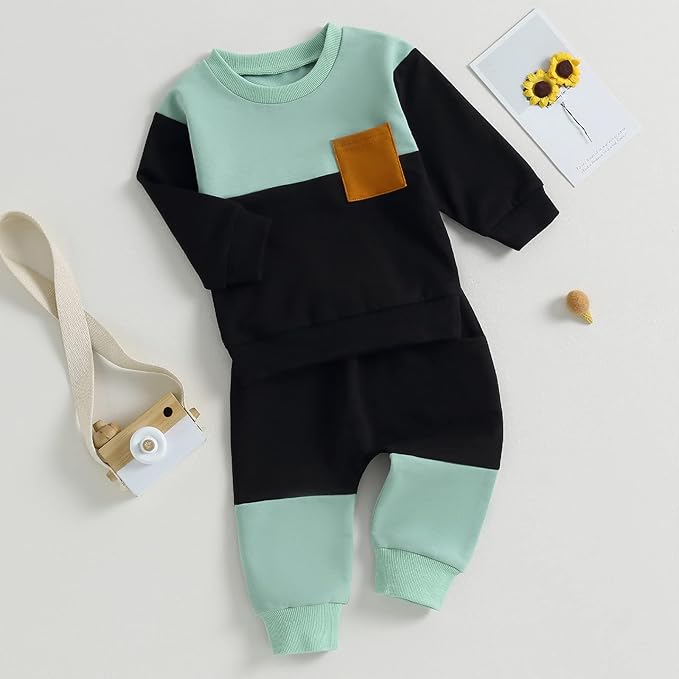 wdehow Toddler Baby Boy 2Pcs Outfits Letters Print Pullover Tops + Drawstring Pants Set Fall Winter Clothes