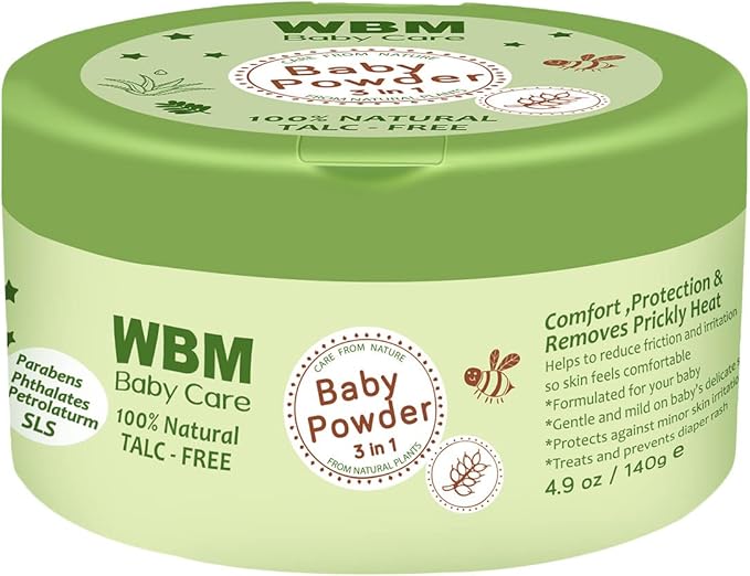 WBM Care 3 in 1 Baby Powder | Skin Reparing, Nourishing & Dry | Natural Dusting Powder | 4.9 oz