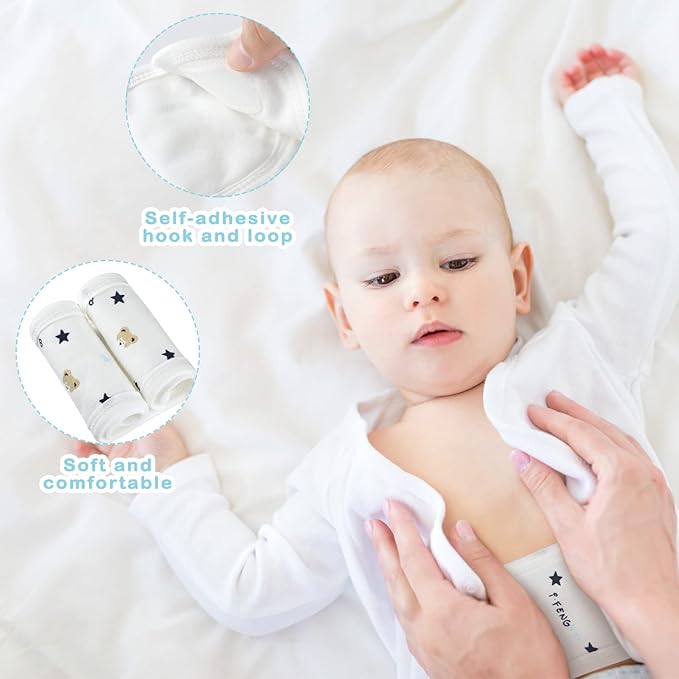 Seematn 8 Pcs Cartoon Cotton Baby Infant Umbilical Cord Belly Bands Belly Protector Baby Belly Button Band Bellies Umbilical Hernia Belt Soft Newborn Navel Belt for 0-12 Months, 4 Styles