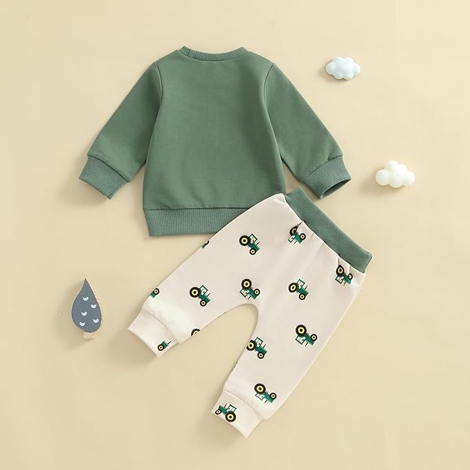 fhutpw Toddler Baby Boy Clothes Funny Letter Long Sleeve Sweatshirt Pullover Top Jogger Pants Fall Winter Outfits