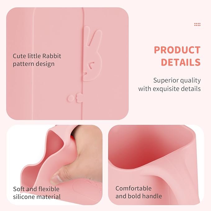 Baby Bath Rinse Cup 100% Food Grade Silicone Wash Rinser Cup For Kids (Pink)