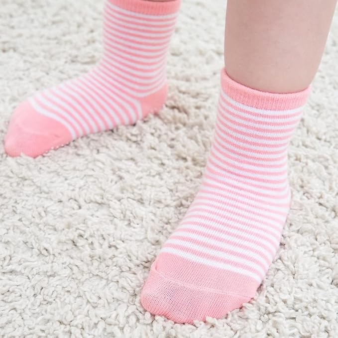 ZAPLES Baby Non Slip Grip Crew Socks with Anti Skid Soles for Infants Toddlers Kids Boys Girls